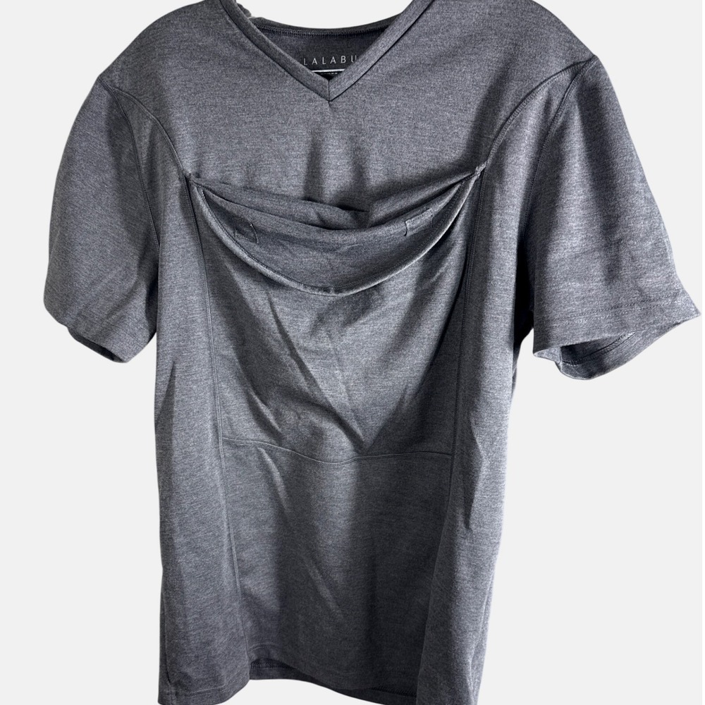 Lalabu Dad Shirt Carrier Pouch Charcoal Gray Heather Mens Large V-Neck
